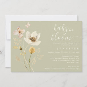 Invitation Baby In Bloom Fleur sauvage Baby shower Boho