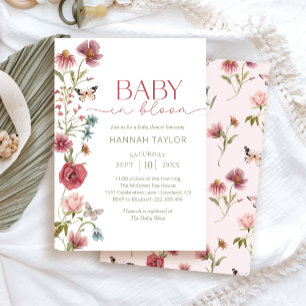 Invitation Baby in Bloom Fleur sauvage Baby shower fille