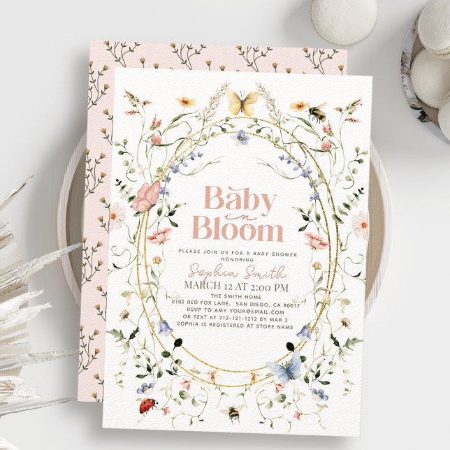 Invitation Baby in Bloom Fleur sauvage Baby shower fille (Créateur téléchargé)