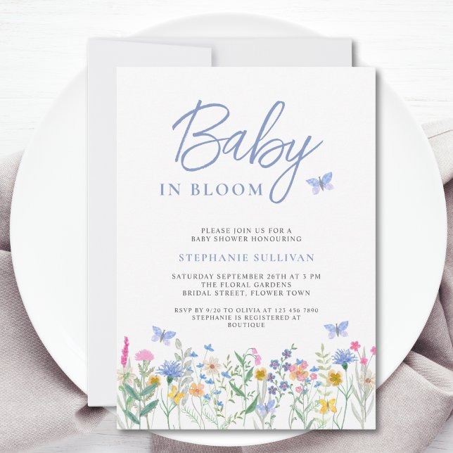 Invitation Baby in Bloom Fleur sauvage Baby shower garçon (Créateur téléchargé)