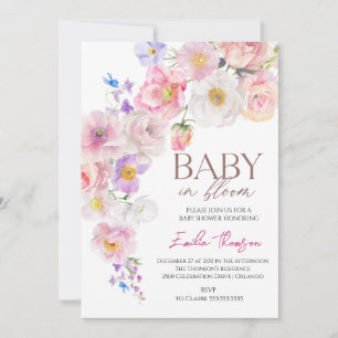 Invitation Baby in Bloom Fleur sauvage Baby shower Party