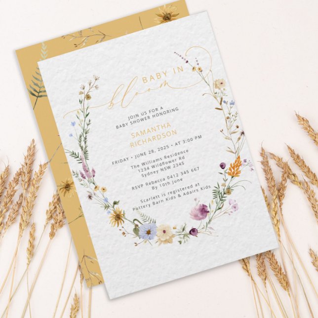 Invitation Baby in Bloom Fleur sauvage Baby shower rustique (Créateur téléchargé)
