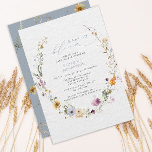 Invitation Baby in Bloom Fleur sauvage Baby shower rustique