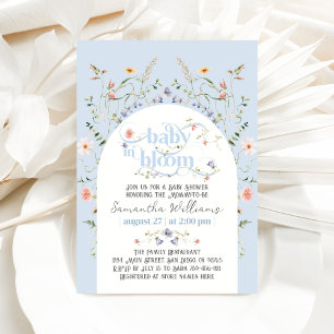 Invitation Baby in Bloom Fleur sauvage Blue Boy Baby shower