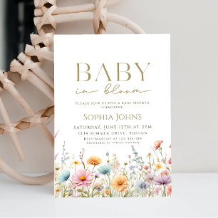 Invitation Baby In Bloom fleur sauvage sexe neutra Baby showe