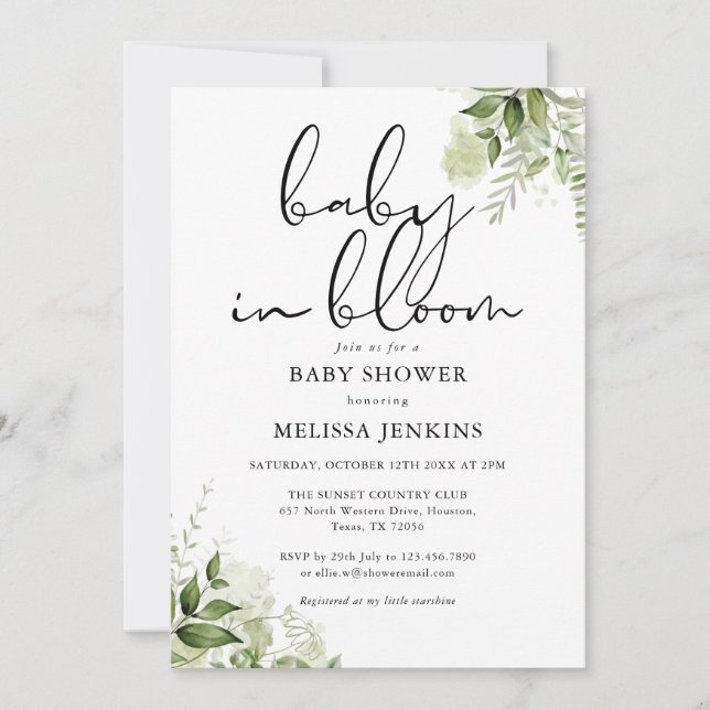 Invitation Baby In Bloom Fleurs Baby Shower (Devant)