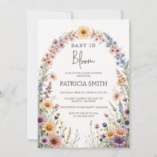 Invitation Baby in Bloom Fleurs sauvages Baby shower bébé fil