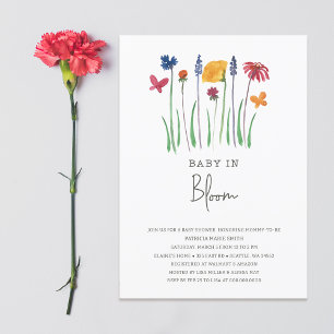 Invitation Baby in Bloom Fleurs sauvages Baby shower bébé fil