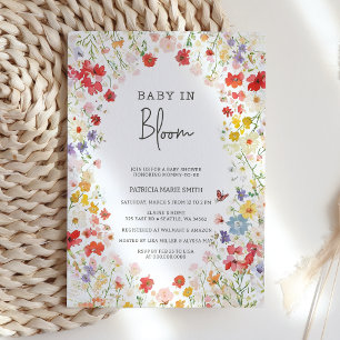 Invitation Baby in Bloom Fleurs sauvages Baby shower bébé fil