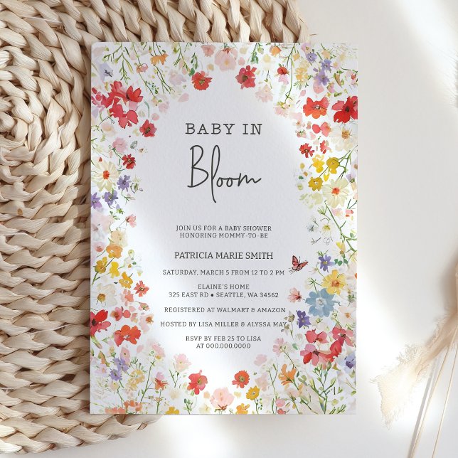 Invitation Baby in Bloom Fleurs sauvages Baby shower bébé fil (Baby in Bloom Wildflowers Baby Girl Baby Shower Invitation)
