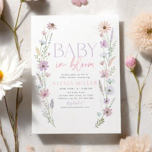 Invitation Baby in Bloom Fleurs Sauvages Pastel Baby Shower