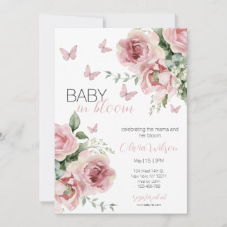 Invitation Baby in Bloom Floral & Butterfly Baby Shower  Invi