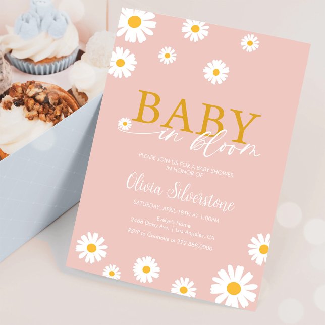 Invitation Baby In Bloom, Floral Daisy, Fille Baby Shower (Créateur téléchargé)