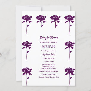 Invitation Baby In Bloom Girl Baby shower violet Rose 2024