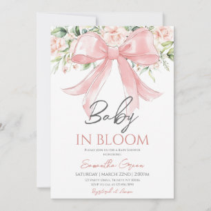 Invitation Baby in Bloom Girl Floral Ribbon Baby shower