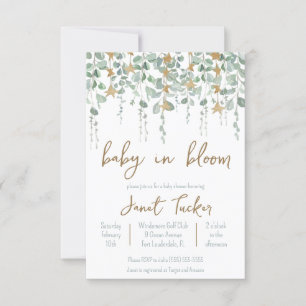Invitation Baby in Bloom Green and Stars Baby shower