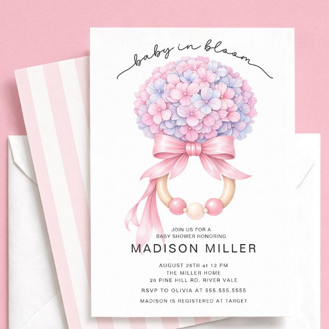 Invitation Baby in Bloom Hydrangea Baby Shower Invite (Créateur téléchargé)