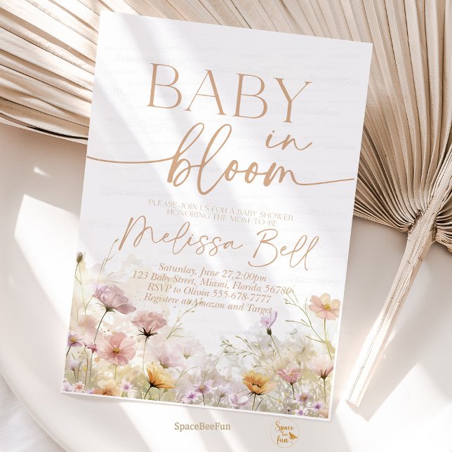 Invitation Baby in Bloom Invitation, Baby shower Fleur sauvag (Baby in Bloom,Invitation,Editable invites,boho Wildflowers,Baby Shower,Flower Invites,Wild Flower In)