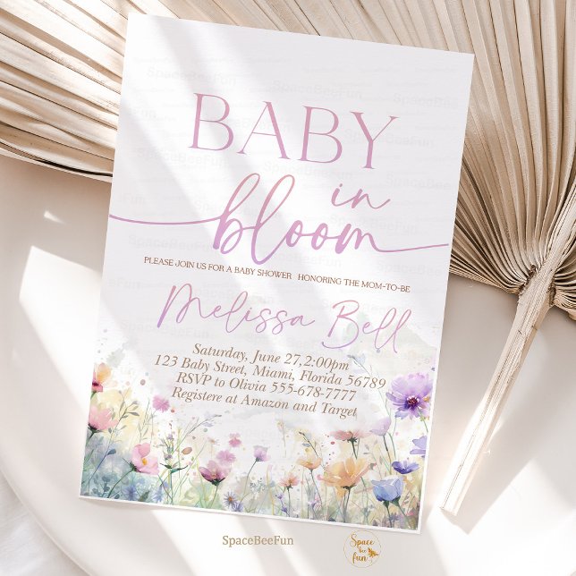 Invitation Baby in Bloom Invitation, Baby shower Fleur sauvag (Baby in Bloom,Invitation,Editable invites,boho Wildflowers,Baby Shower,Flower Invites,Wild Flower In)