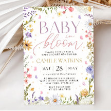 Baby in Bloom Invitation, Baby Shower Invitation, 