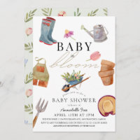 Baby in Bloom Jardinage Outils Baby shower Invitat
