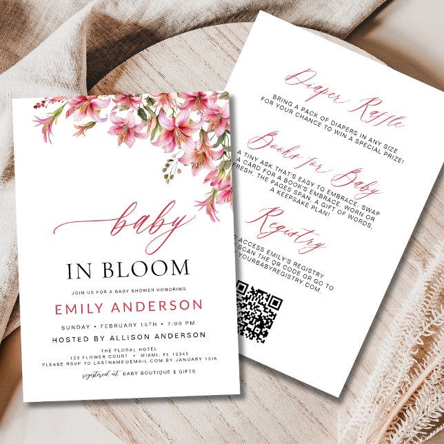 Invitation Baby in Bloom Lilies All in One Floral Baby shower (Créateur téléchargé)