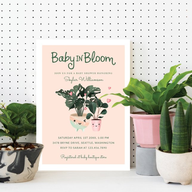 Invitation Baby in Bloom Mother & Baby Girl Poted Plantes (Créateur téléchargé)