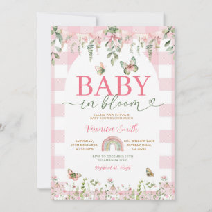 Invitation Baby in Bloom Papillon Rose Baby Shower
