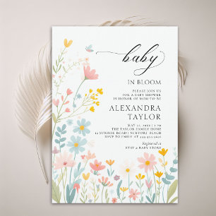 Invitation Baby in Bloom Pastel Fleurs sauvages Baby Girl Dou