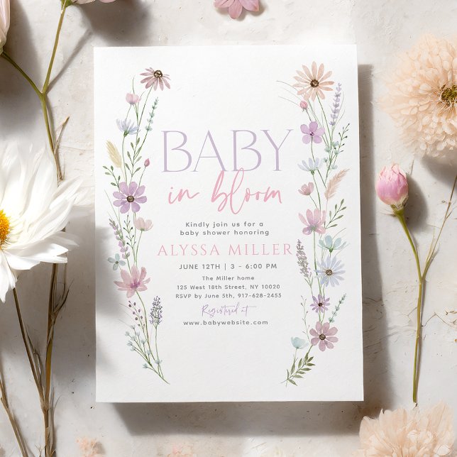 Invitation Baby in Bloom Pastel Wildflowers Baby Shower (Créateur téléchargé)