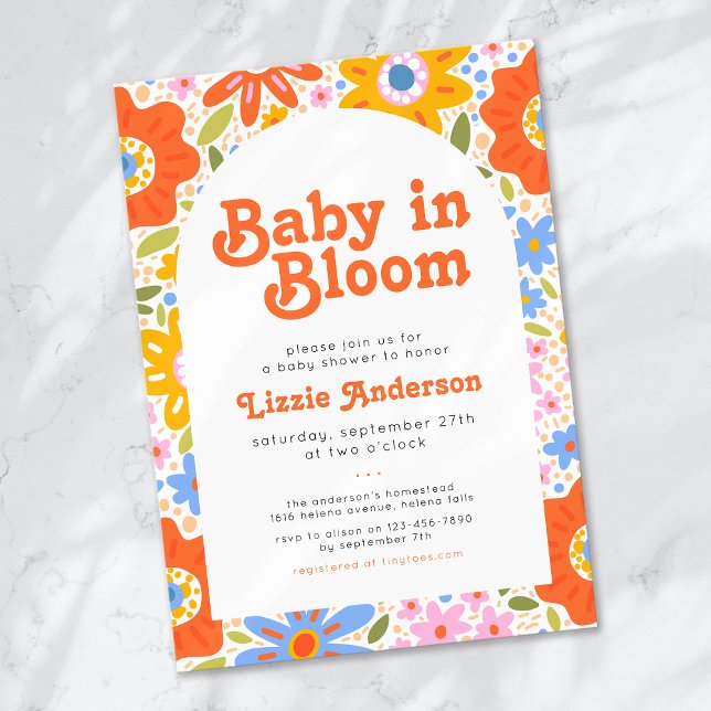 Invitation Baby in Bloom Retro Fleur sauvage Baby shower (Créateur téléchargé)