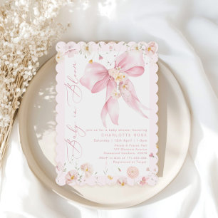 Invitation Baby in Bloom Rose Bow Fleur sauvage Baby girl sho