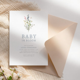 Invitation Baby in Bloom Spring Wildflower Floral Baby Shower