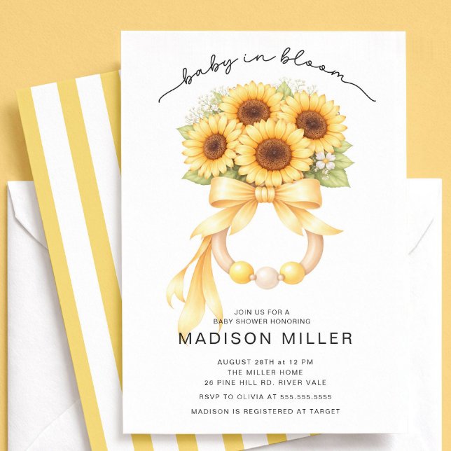 Invitation Baby in Bloom Sunflower Baby Shower Invite (Créateur téléchargé)