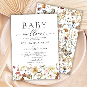 Invitation Baby in Bloom Terracotta Baby shower Fleur sauvage