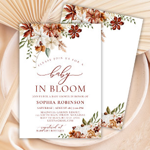 Invitation Baby in Bloom Terracotta Baby shower Fleur sauvage