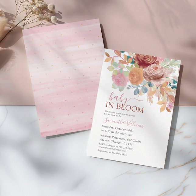 Invitation Baby In Bloom Terracotta & Pink Floral Baby Shower (Créateur téléchargé)