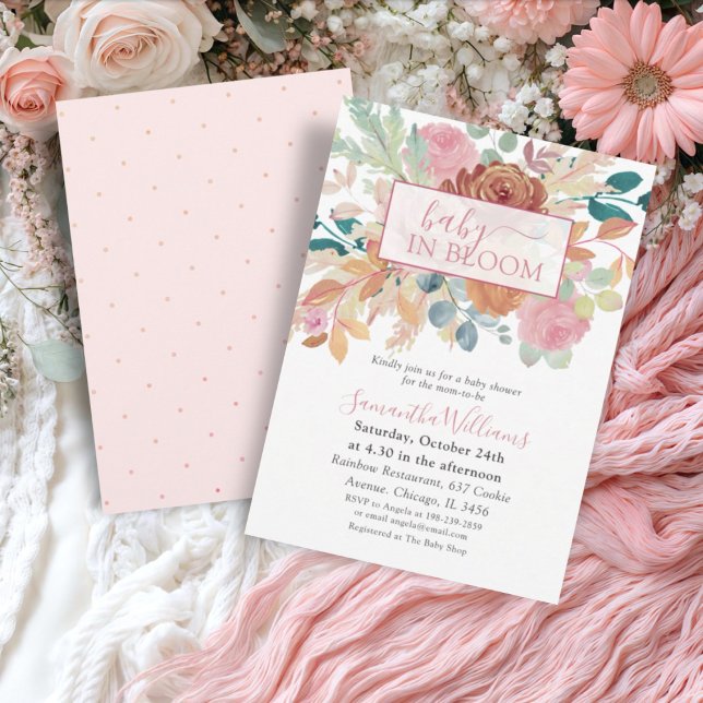 Invitation Baby In Bloom Terracotta & Pink Watercolor Floral (Créateur téléchargé)