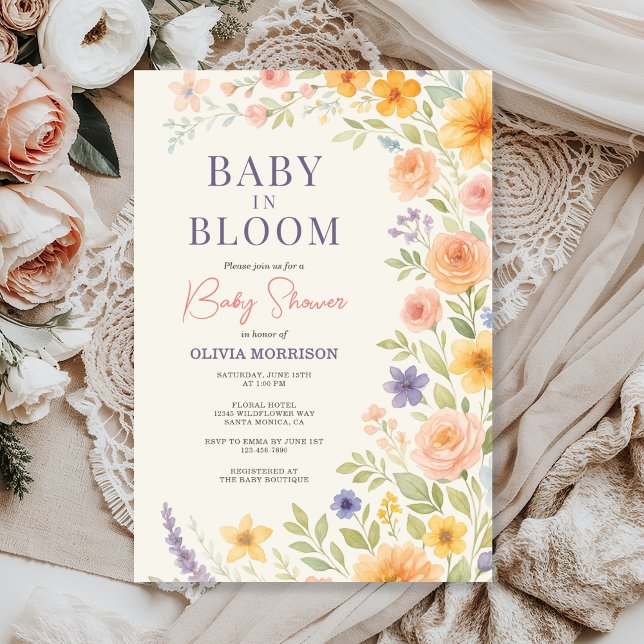 Invitation Baby In Bloom Wildflower Floral Baby Shower (Créateur téléchargé)