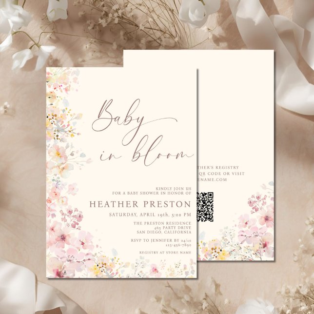 Invitation Baby In Bloom Wildflower QR Baby Shower (Créateur téléchargé)