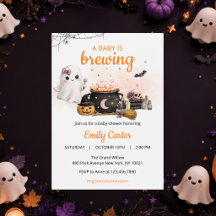 Baby Is Brewing Halloween Fête Prénatale Orange