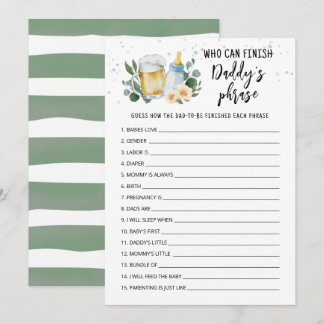 Invitation Baby Is Brewing Who can finish Daddy's phrase card
