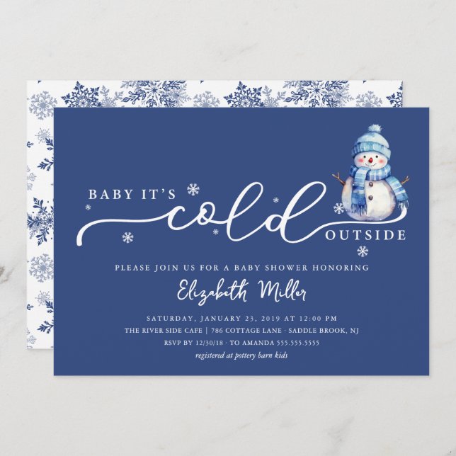 Invitation Baby It’s Cold Outside Baby Shower (Devant / Derrière)