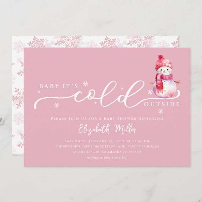Invitation Baby It’s Cold Outside Baby Shower (Devant / Derrière)