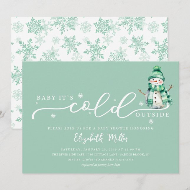 Invitation Baby It’s Cold Outside Baby Shower (Devant / Derrière)