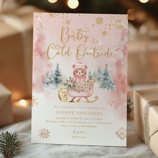 Invitation Baby It’s Cold Outside Christmas Bear Baby shower (Créateur téléchargé)