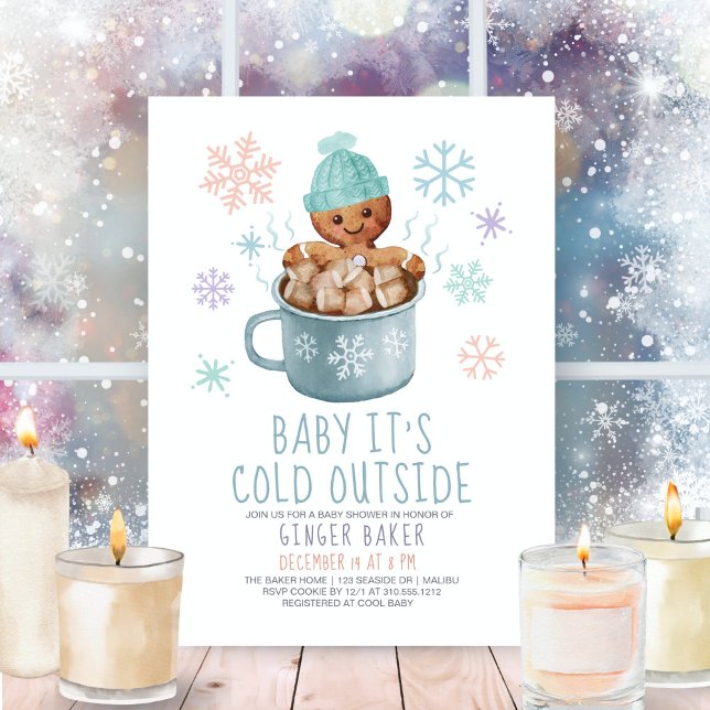 Invitation Baby It's Cold Cookies & Cocoa Boy Baby shower (Créateur téléchargé)
