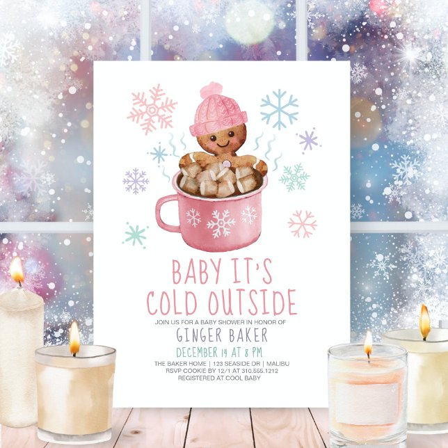 Invitation Baby It's Cold Cookies & Cocoa Girl Baby shower (Créateur téléchargé)