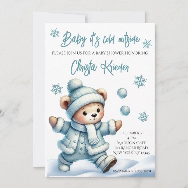 Invitation "Baby It's Cold Outside" Baby shower d'hiver Invit (Devant)