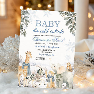 Invitation Baby It's Cold Outside Baby Shower Safari d'Hiver